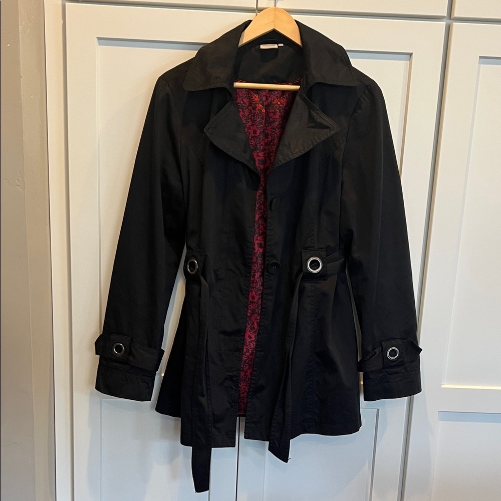 GEORGIOU Black Trench Coat with Belt Size S